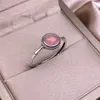 Cluster Rings HOYON Natural Pink Gem Ring S925 Sterling Silver Jewelry Exquisite Round Lotus Vintage Crystal Women's Accessories