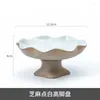 Plates Chinese Creative Lotus Leaf High Plate Ceramic Snack Cake Fruit Sushi Afternoon Tea Side Dish Household Tableware Gift