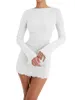 Casual Kleider Frauen S Spitze Langarm Kleid Mesh Sheer Rüschen Saum Elegante Einfarbig Bodycon Party Cocktail Club Mini