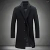 Trenchs pour hommes Manteau en laine Veste longue en coton Coupe-vent décontracté Manteau à revers à simple boutonnage Plus Taille Mode Mélange de laine Couleur