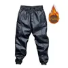 Pantalones de hombre con estilo de cuero a prueba de viento pies pequeños pantalones casuales de motocicleta con corsé de tobillo de nueve partes