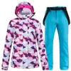 Snowboard-Anzug-Sets für Damen, wasserdicht, winddicht, Outdoor-Bekleidung, Skijacke, Riemen, Schneehose, Winter-Outfit 240116
