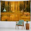 Tapisserier Natural Wall Tapestry Forest Starry Sky matta väggduk Tapestry Tält Hippie Tree Mandala Tapiz Landscape