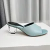 Metal Heel Sandal Women Designer Mules Slippers Slide Sandals Silver-Plated High Heeled 2024 New Sexy Peep Toe Summer Beach Luxury Wedding Shoes Leather Top Quality