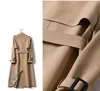 Designer Women's Trench Coat Long luxury fashion Autumn lapel double breasted slim trench coat Korean elegant lace-up coat women's coat