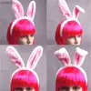 Headbands Easter Fluffy Rabbit Ears Headband for Adult Children Fashion Cute Hairband Bunny Ear Hairband Hair Accessories Holiday Gifts YQ240116