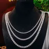 Collana da sposa con catena da tennis con diamanti in moissanite rotonda in oro massiccio 10K 14K da 2 mm 3 mm DEF per uomo donna