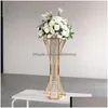 Party Decoration 10Pcsmetal Flower Stand With Crystal Beads Vases For Wedding Table Road Lead Candlestick Centerpiece 2654 Drop Deli Dh1Fn