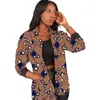 Abbigliamento etnico Moda africana Giubbotti bomber da donna Street Style Stampa colorata Cappotto corto casual da donna con colletto rovesciato nero