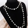 18K plaqué or marque de luxe pendentifs de créateurs colliers de canal cristal perle titane acier lettre C ras du cou pendentif collier pull chaîne bijoux accessoires