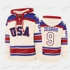 Miracle On Ice USA Felpa con cappuccio da hockey Trevor Zegras Jonathan Quick Mike Modano Matthew Boldy Jack Hughes Blake Wheeler Matt Roy Cole Cau