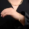 Collana Orecchini Set Bracciale a catena spessa Colore oro Fibbia a moschettone in metallo Regali delicati Classico minimalista Alta qualità per donna Uomo