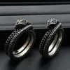 Hiphop designer 925 prata vintage angustiado preto cobra anel punk personalizado anéis tridimensionais casais versáteis anéis de casamento homens mulheres jóias