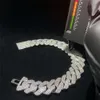 Bottoni di scatola di alta qualità Hip Hop all'ingrosso della fabbrica Diamanti a 3 file Moissanite 18mm Collana a catena cubana in argento 925 Gioielli da uomo