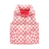 Barnens höst Varma midja Girls Fashion Checkerboard Padded Jacket Boys Casual Stand Collar Down Cotton Vest 2Y-10Y 240116