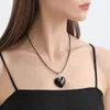 Jewelry Minimalist Red Cowhide Rope with French and Cool Style, Niche Heart-shaped Necklace for Women