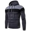 Sweats à capuche pour hommes hommes automne Patchwork couleur manteau à capuche à capuche poches avec cordon de serrage fermeture éclair patte sweat veste chaude vêtements d'extérieur décontractés