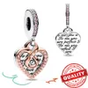 New Arrival Sterling Sier Love You Mom Entwined Infinite Hearts Charm Fit Bracelet For Women Necklace DIY Jewelry