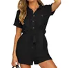 30h Women's jumpsuits Casual Button Down Cuffed Short Sleeve Casual Boho Women Rompers Playsuit Jumpsuit ropa mujer 240115