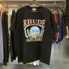 Rhude T-shirt Summer Designer T Dhirt Men T Shirts Tops Luksusowe literowe nadruk Koszula mężczyzn Kobiety ubranie krótkie rękawy