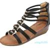 Summer Women's Roman Sandals Wedge Heel Leather Sandals Zipper Ankel Fashion Sandals