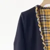 Damenjacken Ausverkaufspreis Frauen Zwei Seiten tragen karierten Mantel Schnürmode V-Ausschnitt Jacke