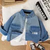 Spring Autumn Jacket för Boy Denim Coat Kids Outwear Toddler Children Stried Jean Jacket för 2-5 pojkar flickor Casual kläder 240116