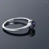 Cluster Ringen Mode 925 Sterling Zilveren Ring Voor Vrouwen Mannen Met Bezel Instelling Blauwe Zandsteen Fijne Partij Sieraden Geschenken