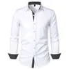 Herrklänningskjortor Mens Toppar Daglig mode LAPEL Långärmning Polyester Regelbunden lätt sträcka bekväma