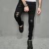 Sokak Giyim Erkekleri Şık Delikler Siyah Skinny Jeans Erkek Bahar Jogging Sıradan Kalem Denim Pantolon Erkek Pantolon 240116