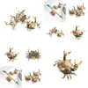 Garden Decorations Brass Crab Small Statue Ornament Penholder Miniature Figurine Office Desk Decora Drop Delivery Dhtwp