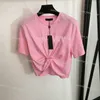 T-shirt à col ras du cou pour femmes, haut court ample et décontracté, élégant et respirant, chemise imprimée de styliste d'été