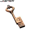 USB Flash kör Jaster Copper Love Heart -formad nyckel USB Flash Drive Pendrive Pen Drive 4 GB 16 GB 32 GB 64 GB Metal Keys Memory Stick Wedding Present