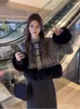 Werk Jurken 2024 Winter Vrouwen Chinese Stijl Sets Vintage Nepbont Warme Donsjacks Hoge Taille Split Rokken 2 Stuks pakken Elagant OL