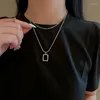 Pendant Necklaces U-Magical Design Double-Layer Irregular Square Geometrical Necklace For Women Metal Chain Hollow Retro Jewelry