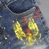 Shorts pour hommes été Hip Hop jean court peint mode rue droite Denim extensible