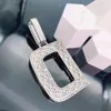 Mode européenne et américaine nouveau S Sier incrusté rectangulaire Mosantine plein diamant lettre Hip Hop pendentif