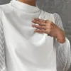 Chemisiers pour femmes Chemise Mode Chemisier en mousseline de soie blanche Printemps Automne Dentelle Manches longues Plis Lâche Tops noirs Bureau Femmes Vêtements élégants