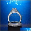 زفاف خواتم Yhamni المشاركة الفاخرة خواتم مزدوجة مجموعة أصلية حقيقية 925 Sal Sier White Cz Zircon Ring Wedding Jewelry 231 T2 DH79C