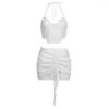 Work Dresses Sexy Summer Sweet 2 Piece Skirt Sets Crop Lace Tops Outfit 2024 Y2K Streetwear Fashion Mini Dress Chic Cute Two Set