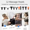 12 Heads Smart Massage Gun Voor Lichaam Nek Terug Elektrische Percussie Fascia Gun Massager Deep Tissue Spier Ontspanning Fitness Men240115