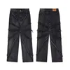 HOUZHOU Y2K Punk Black American Street Rock Retro High Waist Oversized Jeans Men Raw Edge Washed Darkwear Wide Leg Trousers Men 240115