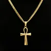 Gyptian Ankh clé charme Hip Hop croix or argent plaqué pendentif colliers pour hommes de haute qualité mode fête bijoux cadeau 295r
