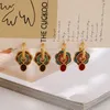 Boucles d'oreilles goutte à goutte en émail Vintage, breloque Totem fleur pour femmes, cadeau