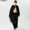 Mode Mannen Mantel Cape Effen Kwastje Losse Een Knop Streetwear Onregelmatige Geul Poncho Casual Dunne Jassen S-3XL INCERUN 240116