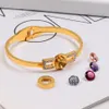 Fashion Design 3 colori braccialetti da donna numeri romani tridimensionale colorato CZ pietra cambiamento diamante scavato acciaio al titanio Bra250H