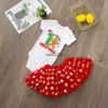 Robes de fille My 1st Christmas Body BodySuit TUTU JUTES Set Christmas Cake Robe tenue fille à manches courtes à manches