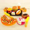 Simulation Food Children Pretend Kitchen Toys Hamburger Steak Pizza Fast Plate Set To Play Children's Game 240115