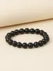 Armreif YUOKIAA Natürliches schwarzes Achat-Perlen-Energie-Armband Vintage elegante Meditation Yoga-Behandlung spiritueller Schmuck Paar