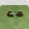Retro gouden koperen stud dubbele letter vergulde oorbellen stijlvolle sieraden oorbel met box set sieraden Valentijnsdag geschenk